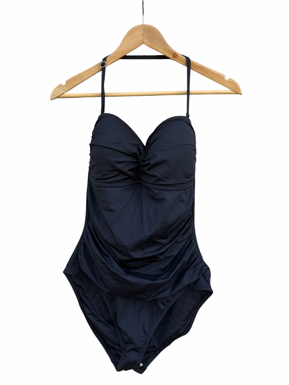 Anne Cole Black Ruched One-Piece Swimsuit size 16 NWOT